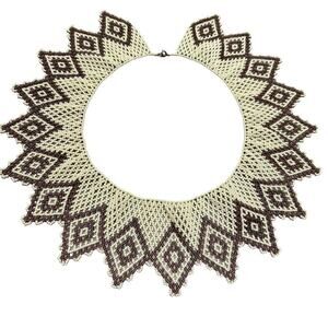 Vintage Accordion Beaded Wide Necklace Collar Choker Statement Points Necklace